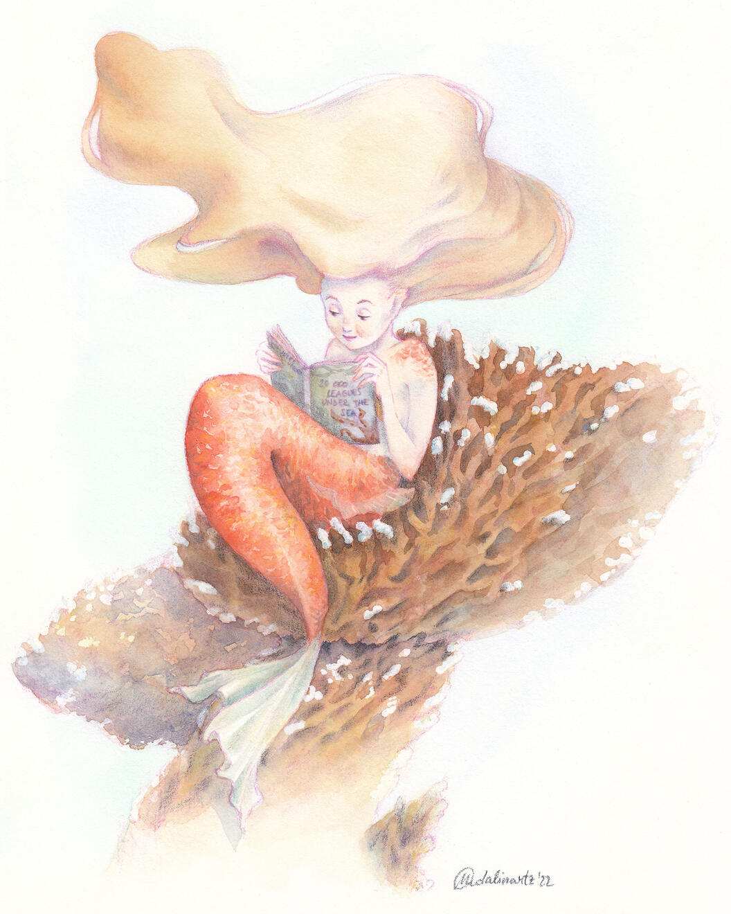 cozy, watercolors + colored pencils