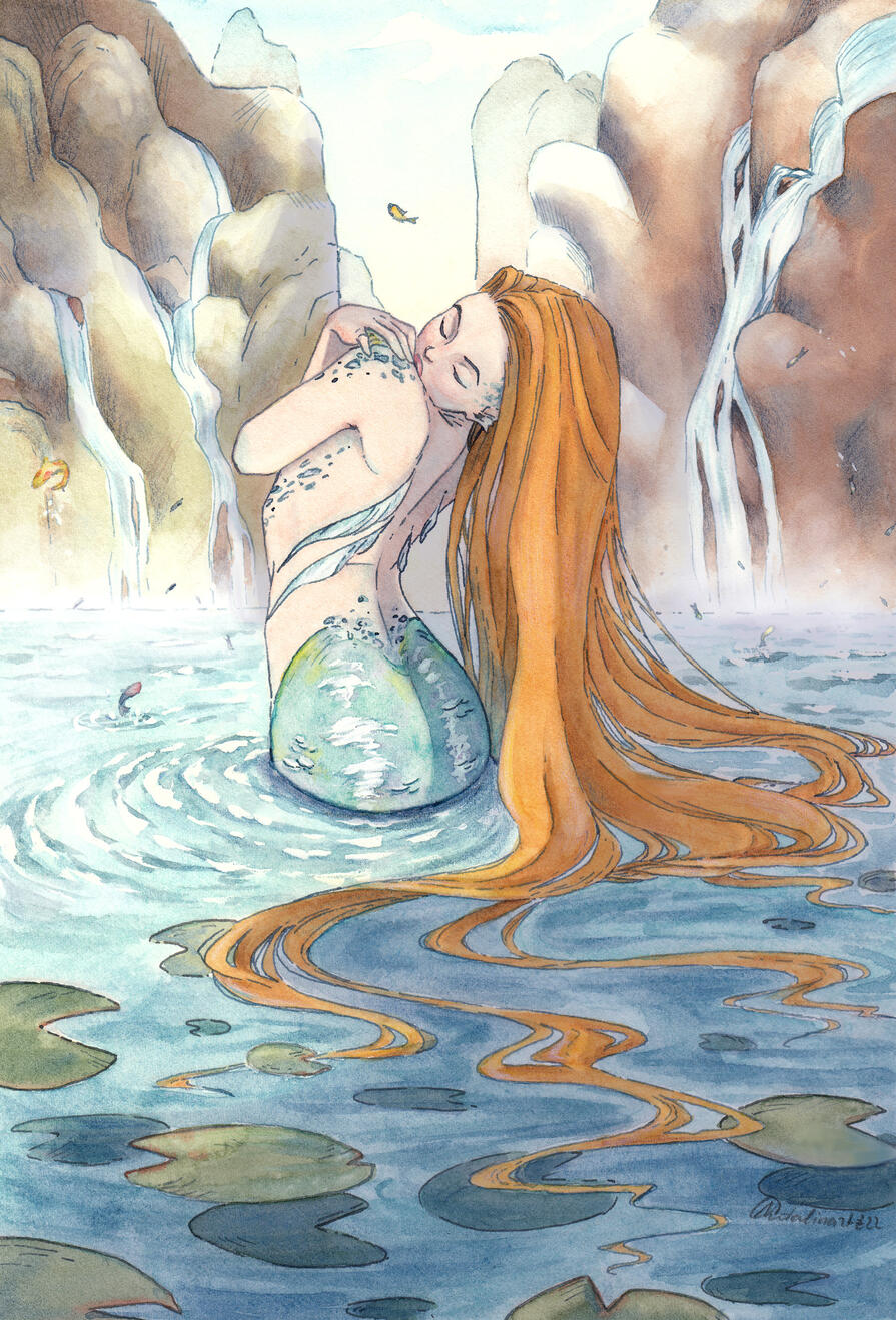 glossy, watercolor + digital