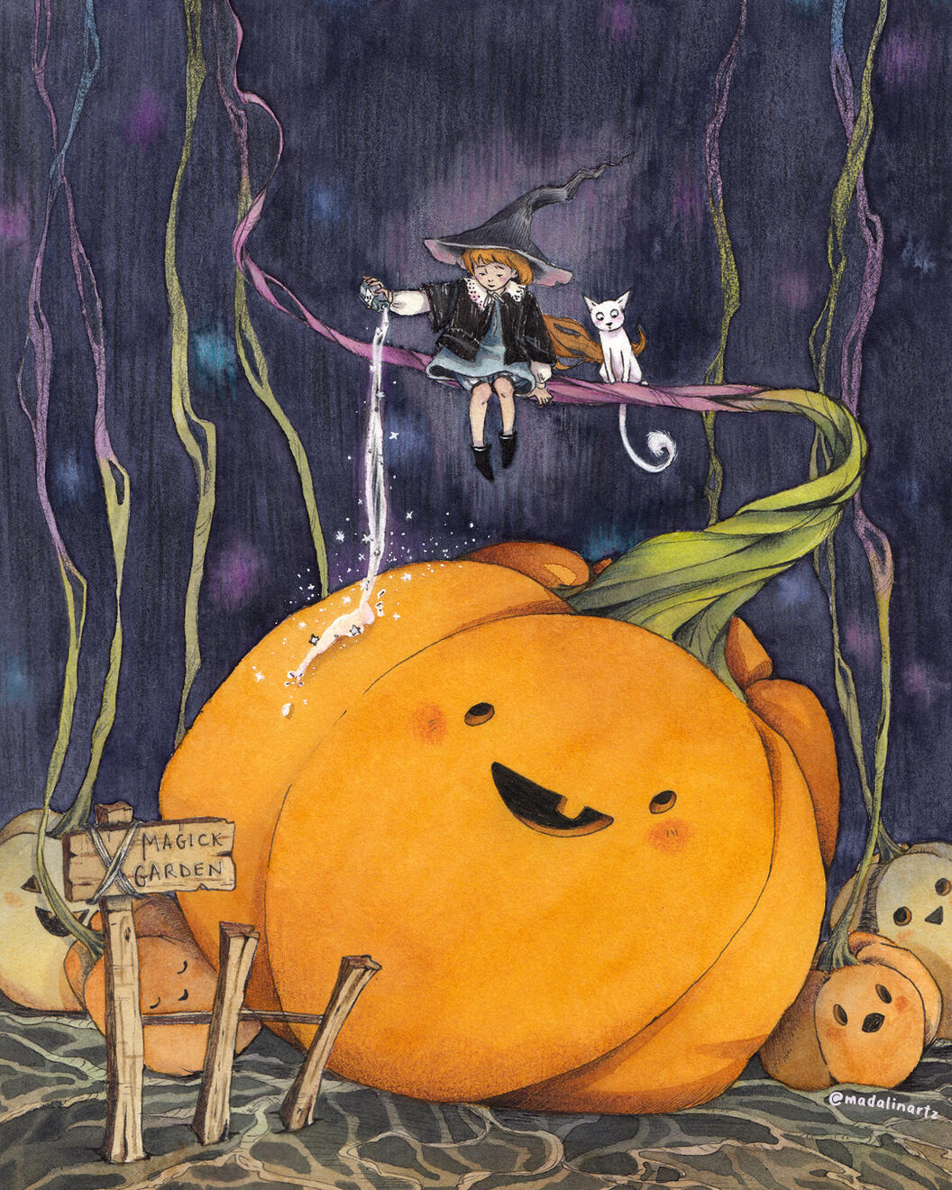 MAGICK GARDEN, watercolor inks + pencils