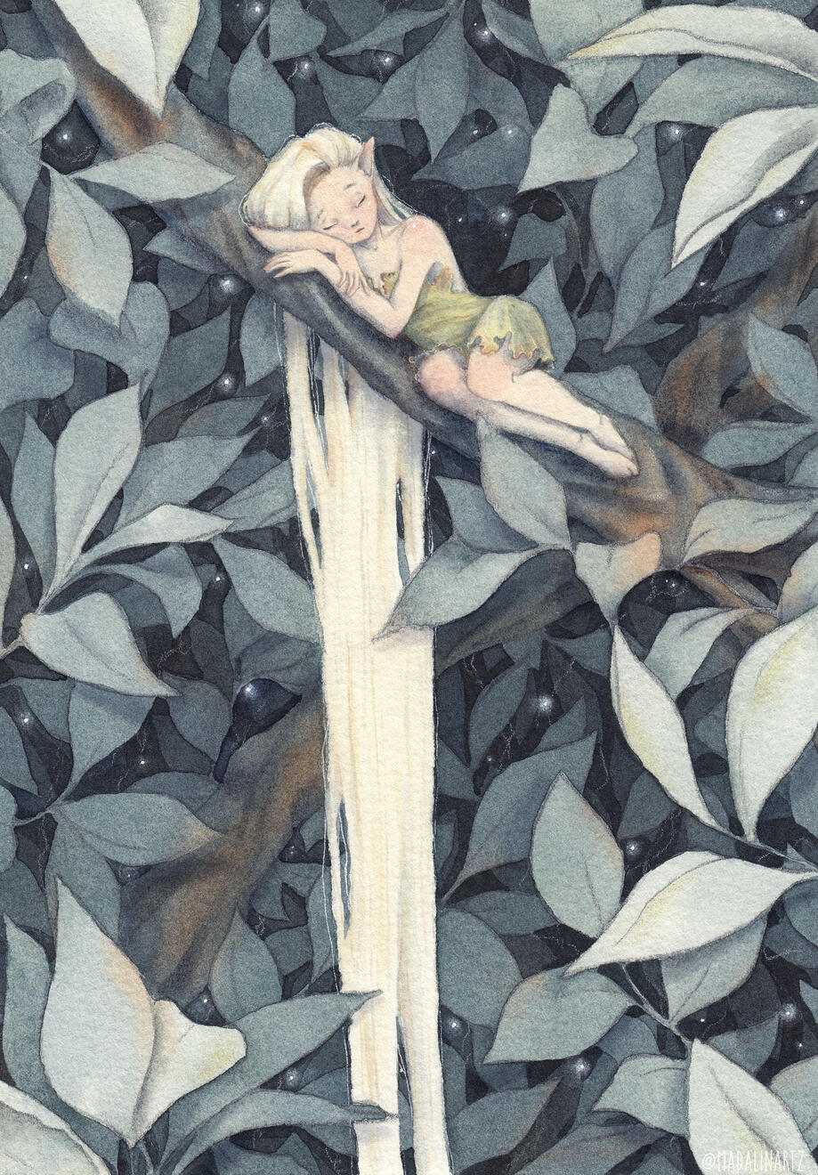 Fayette, watercolor + pencils